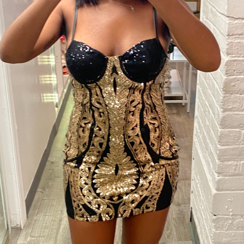 Black & gold party dress